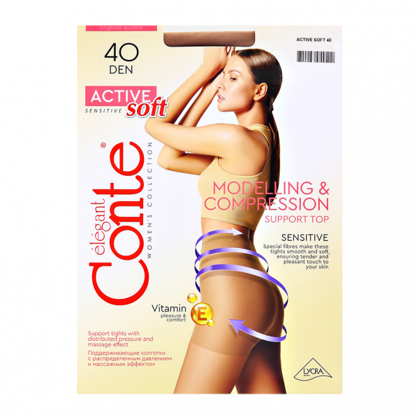 Колготки женские `CONTE ELEGANT` ACTIVE SOFT 40 den (natural) p-p 3